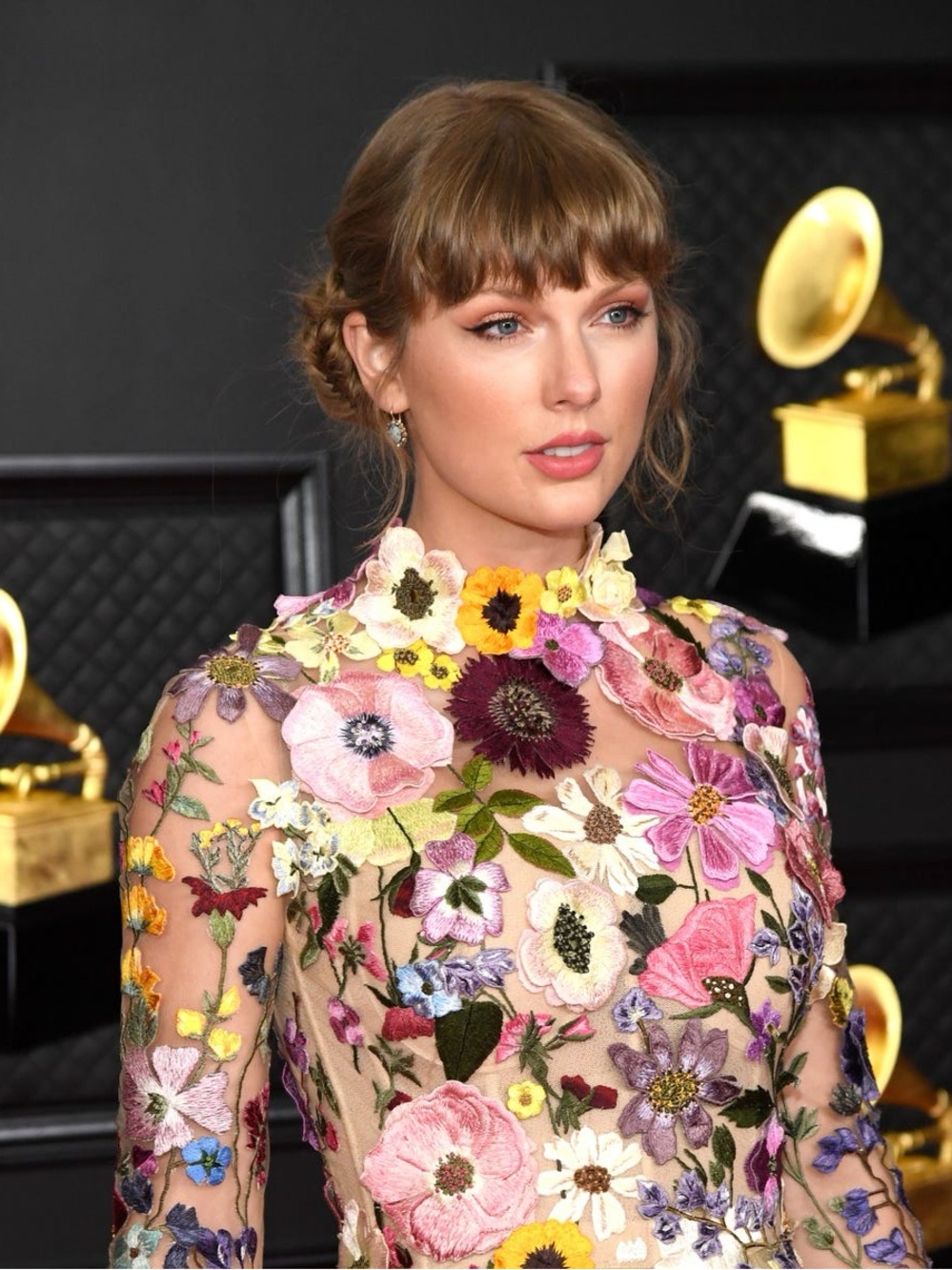 Finesse Floral Mesh Dress M Taylor Swift Inspired Grammy Look Embroidered Sheer - Picture 5 of 14